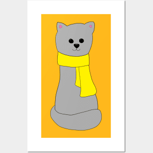 Cat in Yellow Scarf Posters and Art